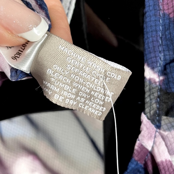 NEW Chicos Shirt Womens Large blue purple sheer button up blouse casual classic - Picture 6 of 10